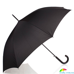 Зонт-трость мужской полуавтомат HAPPY RAIN (ХЕППИ РЭЙН) U41067 черный, полуавтомат, однотонный
