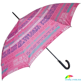 Зонт-трость женский полуавтомат HAPPY RAIN (ХЕППИ РЭЙН) U41089-3 розовый, абстракция