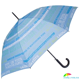 Зонт-трость женский полуавтомат HAPPY RAIN (ХЕППИ РЭЙН) U41089-2 голубой, абстракция