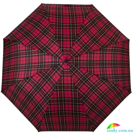 Зонт женский компактный механический HAPPY RAIN (ХЕППИ РЭЙН) U42659-10 красный, клетка