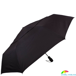 Противоштормовой зонт мужской автомат с большим куполом FULTON (ФУЛТОН) FULG840-Black черный, однотонный
