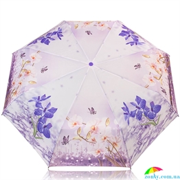 Зонт женский механический компактный облегченный MAGIC RAIN (МЭДЖИК РЕЙН) ZMR1232-08 фиолетовый, цветы