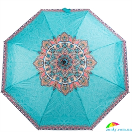 Зонт женский компактный  автомат ART RAIN (АРТ РЕЙН) ZAR4916-47 бирюзовый, абстракция