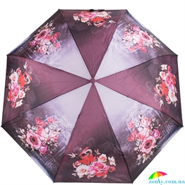 Зонт женский полуавтомат MAGIC RAIN (МЭДЖИК РЕЙН) ZMR4232-4 бордовый, цветы