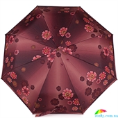Зонт женский полуавтомат AIRTON (АЭРТОН) Z3635-13 бордовый, полуавтомат, цветы