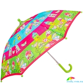 Зонт-трость облегченный детский полуавтомат AIRTON (АЭРТОН) Z1651-2 разноцветный, полуавтомат, города