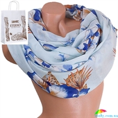Женский хлопковый шарф 180 на 86 см  ETERNO (ЭТЕРНО) ES0908-9-2 голубой, хлопок
