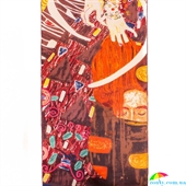 Шарф женский шелковый 42 на 156 см ETERNO (ЭТЕРНО), репродукция картины Густава Климта "Юдифь" ES1501-13 коричневый, шелк