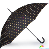Зонт-трость женский полуавтомат HAPPY RAIN (ХЕППИ РЭЙН) U41086-1 черный, полуавтомат, горох