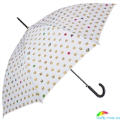 Зонт-трость женский полуавтомат HAPPY RAIN (ХЕППИ РЭЙН) U41086-2 белый, полуавтомат, горох