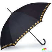 Зонт-трость женский полуавтомат HAPPY RAIN (ХЕППИ РЭЙН) U41086-3 черный, полуавтомат, горох