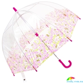 Зонт-трость детский облегченный механический FULTON (ФУЛТОН) FULC605-Pretty-Petals прозрачный, цветы