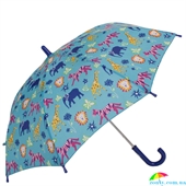 Зонт-трость детский облегченный механический FULTON (ФУЛТОН) FULC724-Jungle-Chums голубой, животные