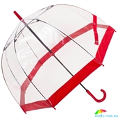 Зонт-трость женский механический FULTON (ФУЛТОН) FULL041-Red прозрачный, полоска