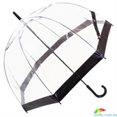 Зонт-трость женский механический FULTON (ФУЛТОН) FULL041-Black прозрачный, полоска