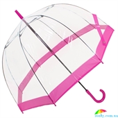 Зонт-трость женский механический FULTON (ФУЛТОН) FULL041-Pink прозрачный, полоска
