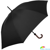 Зонт-трость мужской механический с двойными спицами и большим куполом FULTON (ФУЛТОН) FULG813-Black черный, однотонный