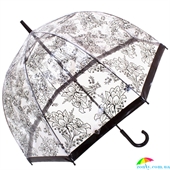 Зонт-трость женский механический FULTON (ФУЛТОН) FULL042-Stencil-Floral прозрачный, цветы