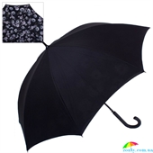 Зонт-трость женский полуавтомат с двойным куполом FULTON (ФУЛТОН) FULL754-Mono-Bouguet черный, цветы