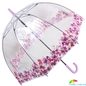 Зонт-трость женский механический FULTON (ФУЛТОН) FULL042-Crimson-Floret прозрачный, цветы