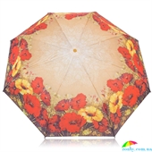 Зонт женский механический компактный облегченный MAGIC RAIN (МЭДЖИК РЕЙН) ZMR1231-2 коричневый, цветы
