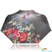 Зонт женский компактный облегченный механический TRUST (ТРАСТ) ZTR58475-1639 черный, цветы