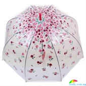Зонт-трость женский механический FULTON (ФУЛТОН) FULL042-Rose-Bud прозрачный, цветы