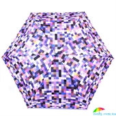 Зонт женский механический компактный облегченный FULTON (ФУЛТОН) FULL501-Pixel-power фиолетовый, клетка