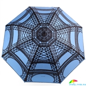 Зонт-трость женский полуавтомат GUY de JEAN (Ги де ЖАН) FRH-EIFFELE голубой, абстракция