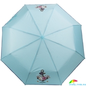Зонт женский механический компактный облегченный ART RAIN (АРТ РЕЙН) ZAR3512-75 голубой, абстракция