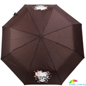 Зонт женский механический компактный облегченный ART RAIN (АРТ РЕЙН) ZAR3512-76 коричневый, цветы