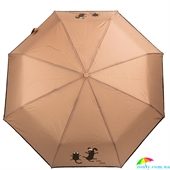 Зонт женский механический компактный облегченный ART RAIN (АРТ РЕЙН) ZAR3512-81 бежевый, животные