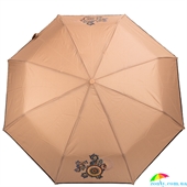 Зонт женский механический компактный облегченный ART RAIN (АРТ РЕЙН) ZAR3511-1 бежевый, абстракция