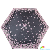 Зонт женский компактный облегченный супертонкий механический FULTON (ФУЛТОН) FULL553-rose-parade черный, цветы