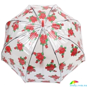Зонт-трость женский механический FULTON (ФУЛТОН) FULL042-tattoo-rose прозрачный, цветы