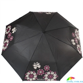 Зонт женский облегченный компактный полуавтомат H.DUE.O (АШ.ДУЭ.О) HDUE-261-2 черный, цветы