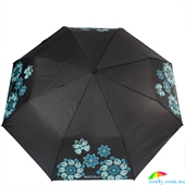 Зонт женский облегченный компактный полуавтомат H.DUE.O (АШ.ДУЭ.О) HDUE-261-3 черный, цветы