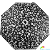 Зонт женский  компактный облегченный механический BALDININI (БАЛДИНИНИ) HDUE-BALD554 черный, абстракция