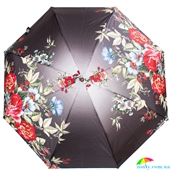 Зонт женский компактный облегченный механический TRUST (ТРАСТ) ZTR58476-1639 черный, цветы