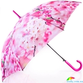 Зонт-трость женский  полуавтомат ZEST (ЗЕСТ) Z21625-17 розовый, полуавтомат, цветы