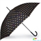 Зонт-трость женский полуавтомат HAPPY RAIN (ХЕППИ РЭЙН) U41086-1 черный, полуавтомат, горох